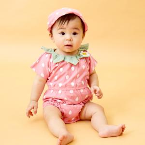半袖ロンパ−ス 帽子付き イチゴ