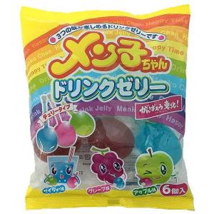 メン子ちゃん ドリンクゼリー 90g×6個 ゼリー飲料 清涼飲料水 お菓子 サイダー味 グレープ味 アップル味 ぶどう りんご 果物
