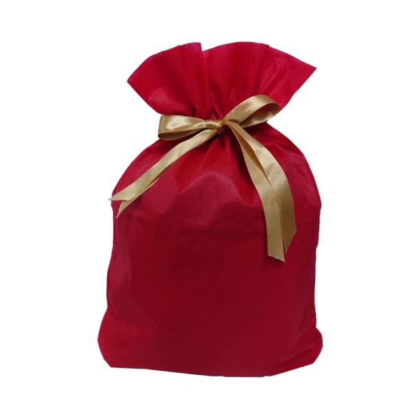 ギフトバッグ 不織布 （約）52ｘ65cm 赤 Mサイズ クリスマスラッピング 巾着袋 おもちゃ 子...