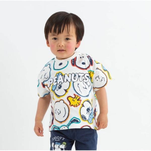 SNOOPY スヌーピー 半袖Tシャツ フェイス総柄(ホワイト×90cm) ベビーザらス限定