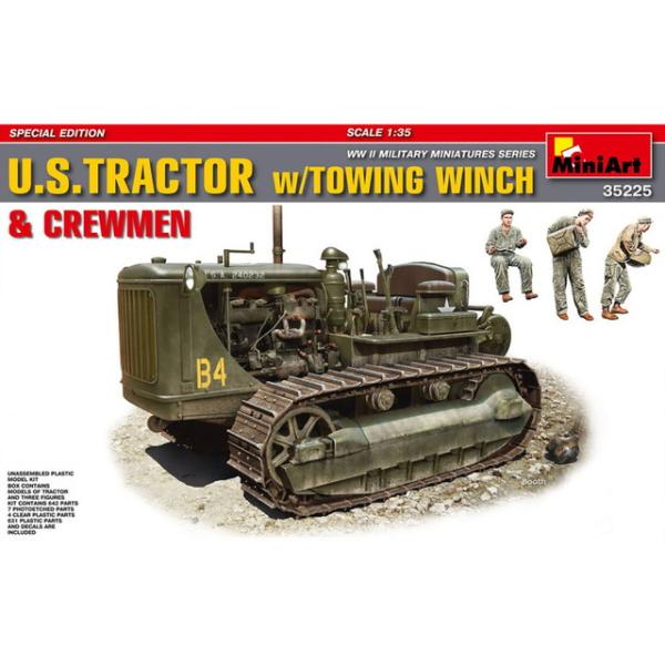 ミニアート 1/35 WW.II アメリカ軍 軍用トラクター牽引ウインチ付 フィギュア3体付属 プラ...