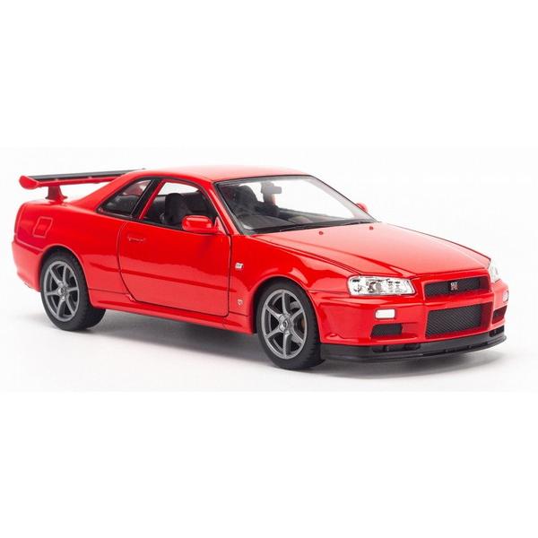 WELLY 1/24 ニッサン スカイライン GT-R (R34) レッド 完成品ダイキャストミニカ...