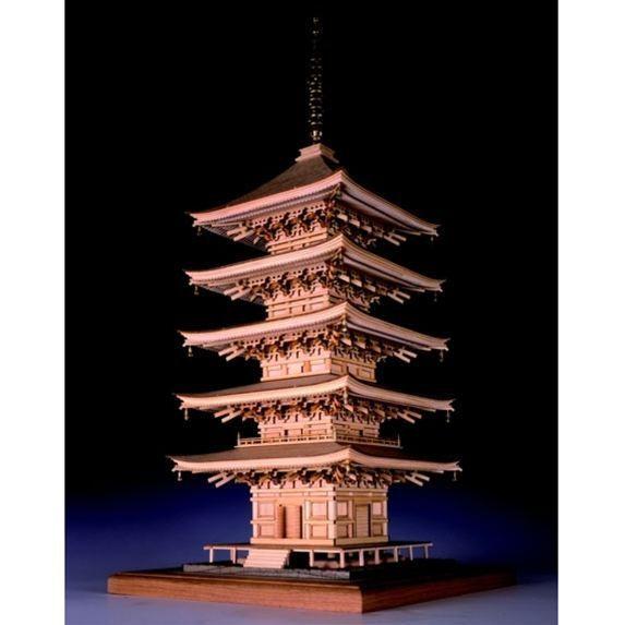送料無料　ウッディジョー　木製建築模型　1/75　瑠璃光寺　五重塔　レーザーカット加工