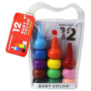 出産祝い　日本製　はじめてのお絵描きクレヨン　ベビーコロール　Baby Color　ブンチョウ　ベーシックアソート　12色セット　対象年齢1歳から