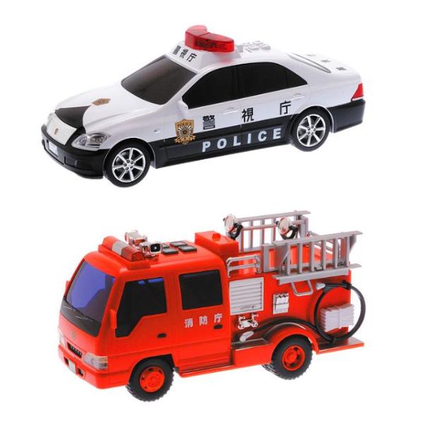【2点セット】サウンドクラウンパトカー&amp;サウンドポンプ消防車　送料無料
