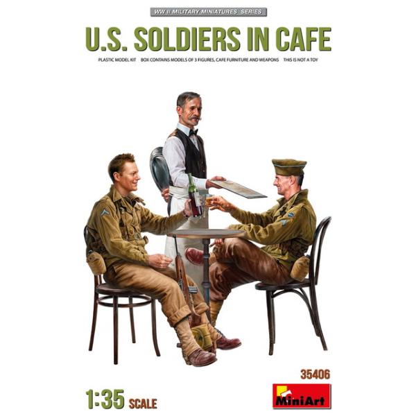 ミニアート 1/35 WW.II カフェでくつろぐアメリカ軍兵士 フィギュアセット 3体 プラモデル...