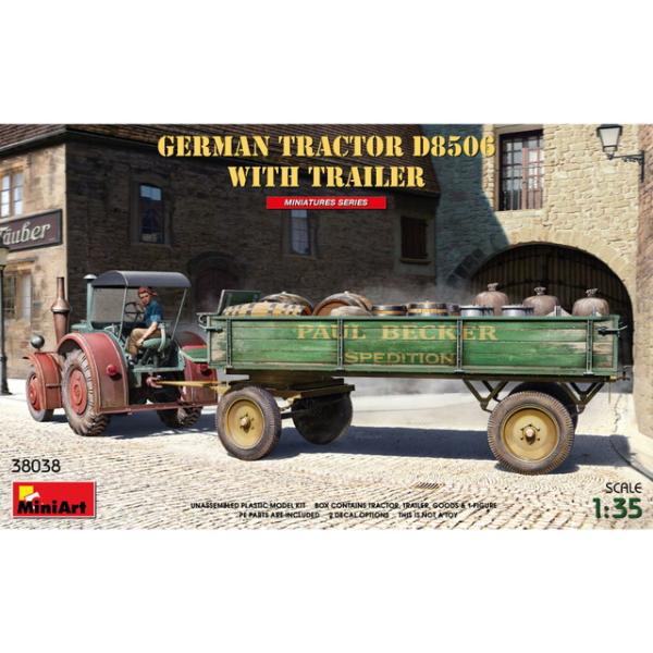 ミニアート 1/35 1930-50年代 ドイツ製 トラクター D8506 カーゴトレーラー牽引 積...