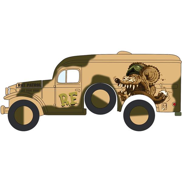 JOHNNY LIGHTNING 1/64 ダッジ WC54 デザートカモ Rat Fink 完成品...