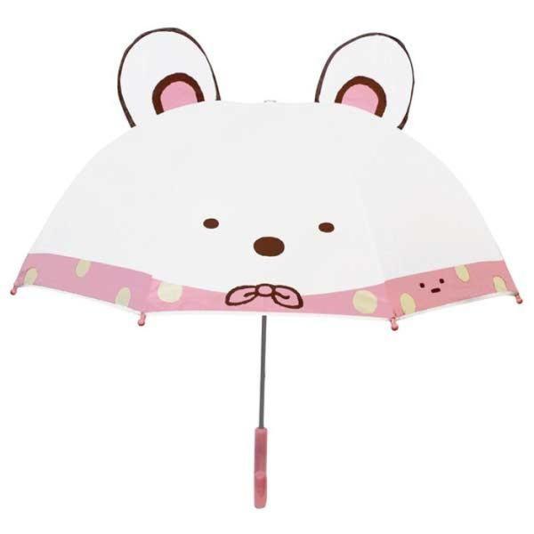 子供用傘47cm キャラクター耳付き傘 すみっコぐらし しろくま レイン傘 幼稚園 小学生 安全 軽...