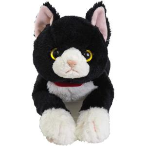 ひざねこ ぬいぐるみ ハチワレ Mサイズ 全長47cm 黒　P-6222　送料無料｜toystadiumookawaya