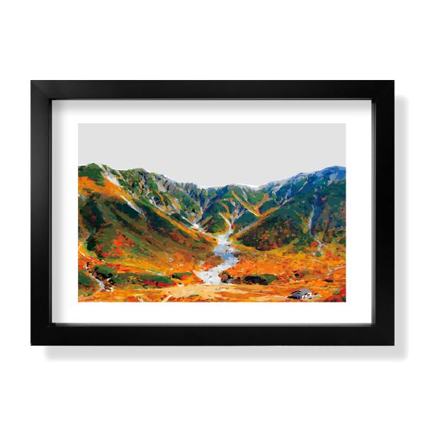 立山 秋 紅葉 ポスター A4 イラスト 山 登山 アウトドア 額なし