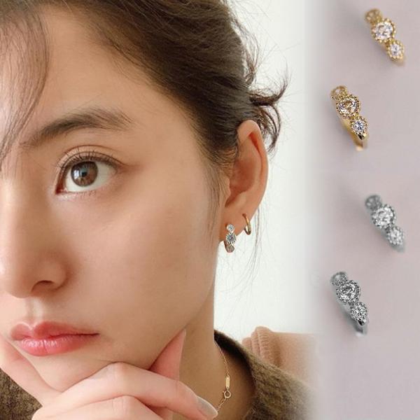 ピアス 18金 レディース アレルギー対応 小さめ フープピアス 18K ゴールド シルバー925 ...