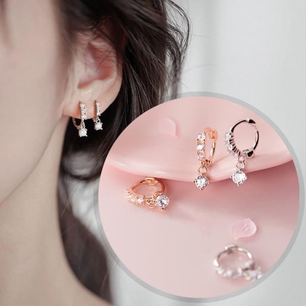 ピアス 小さめ 18K アレルギー対応 レディース フープピアス シルバー925 揺れる ピンクゴー...