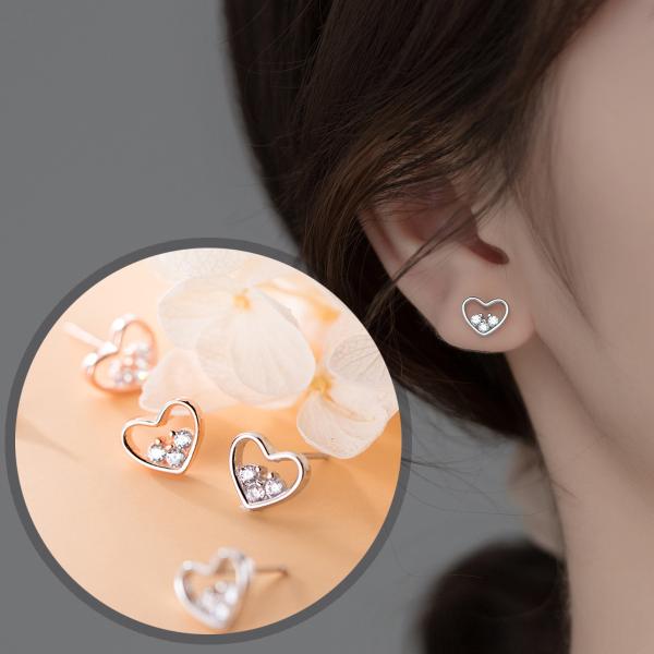 ピアス レディース 金属アレルギー対応 18K 小さめ シルバー925 ゴールド ハート 透かし シ...
