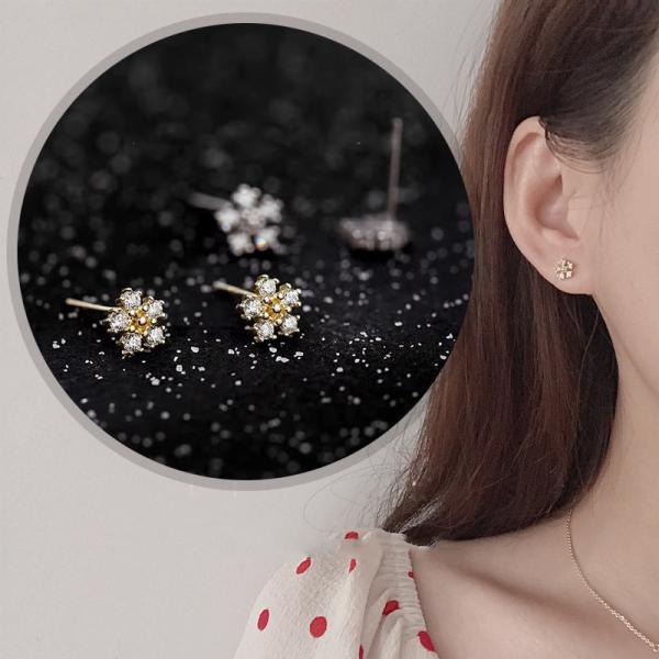 ピアス レディース 金属アレルギー対応 18K 小さめ シルバー925 ゴールド 花 フラワー 仕事...