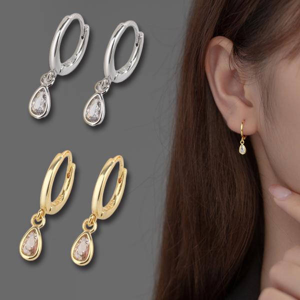 ピアス 18k 小さめ アレルギー対応 レディース フープ 18金 雫 ディア ドロップ 揺れる キ...