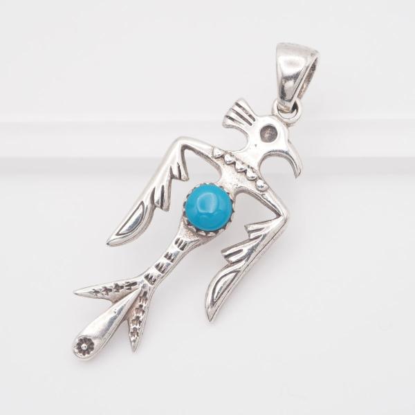 M483 ターコイズ トルコ石 ペンダント トップ サンダーバード デザイン シルバー チャーム ヘ...