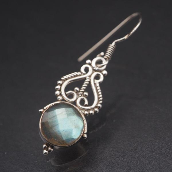 M856 ラブラドライト 925刻印 ピアス 片耳のみ スウィング デザイン シルバー ヴィンテージ