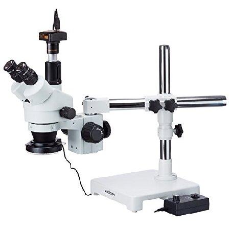 【平行輸入品】AmScope 3.5X-180Xブームは144-LEDリングライトと1.3MPカメラ...
