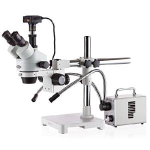 【平行輸入品】AmScope 3.5X-90Xブームは、光ファイバLEDイルミネーター+ 5MP USB3.0カメラで三眼鏡ズーム実体顕微鏡スタンド
