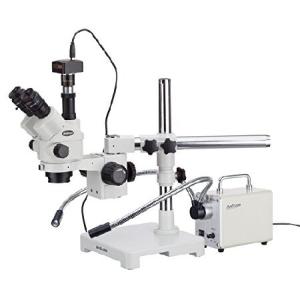 【平行輸入品】AmScope 双腕LED光ファイバの光と10MPカメラ付き3.5X-90Xサイマルフォーカルステレオロック可能なズーム顕微鏡