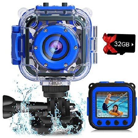 【平行輸入品】DROGRACE子供キッズカメラ防水デジタルビデオHDアクションカメラ1080 Pスポ...