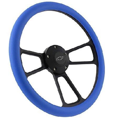 【平行輸入品】ブラック ステアリングホイール 14インチ アルミニウム スカイブルー ビニール ハー...