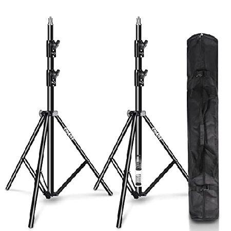 【平行輸入品】Emart 2本 アルミ製ライトスタンド 260cm 調整可能 写真ビデオ照明スタンド...
