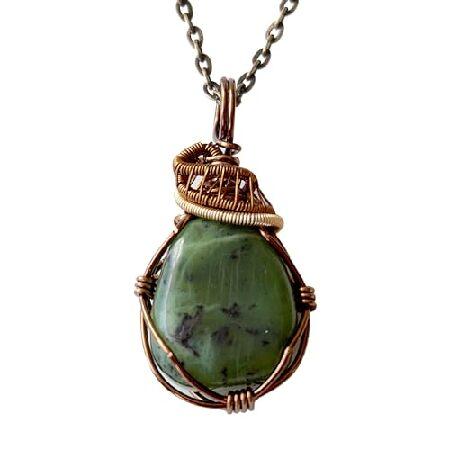 【平行輸入品】Raw Jade Necklace - Genuine Green Jade Pend...