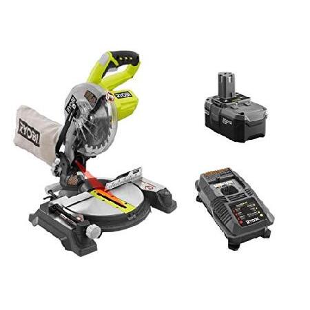 【平行輸入品】RYOBI 18ボルト ONE+ コードレス 7-1/4インチ コンパウンドマイターソ...