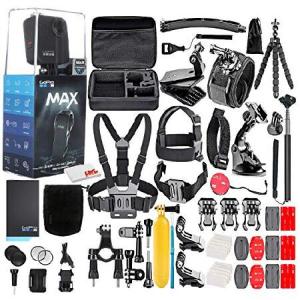GoPro MAX 360 Waterproof Action Camera -with 50 Piece Accessory Kit ,Touch Screen - Spherical 5.6K30 HD Video - 16.6MP 360 Photos - 1080p Live Streami