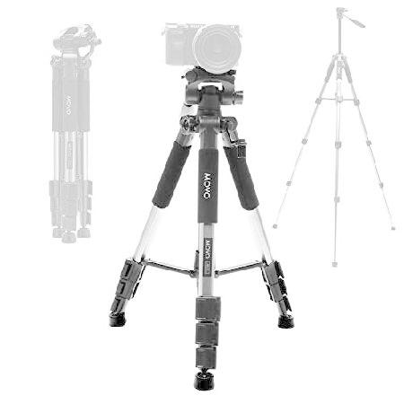 【平行輸入品】Movo MV-T5 57インチ ビデオカメラ三脚スタンド パンヘッド付き - 軽量三...