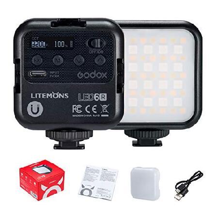 【平行輸入品】Godox LED6R RGBビデオライト コールドシューソケット3個付き 充電式ソフ...
