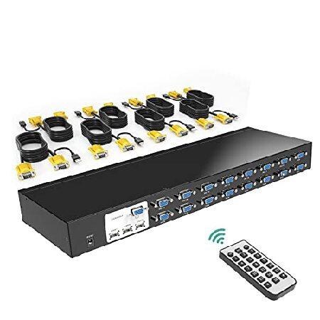 【平行輸入品】KVM Switch 16 Port Rackmount KVM Switch VGA...