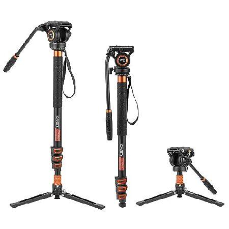 【平行輸入品】Cayer FP34 足付き一脚 71インチ アルミニウム 伸縮式カメラ 一脚 流体ヘ...