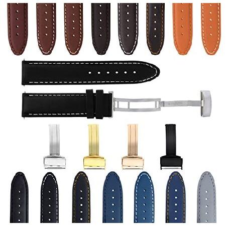 【平行輸入品】腕時計パーツ 互換品 22mm Leather Band Smooth Strap C...