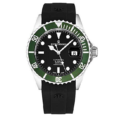 【平行輸入品】Revue Thommen Men's 'Diver' Black Dial Rubb...