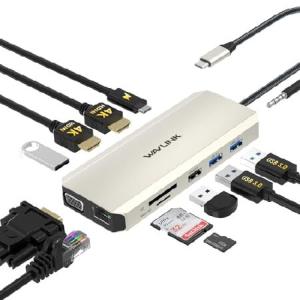 【平行輸入品】WAVLINK USB C Docking Station Dual Monitor for Dell HP Surface Le