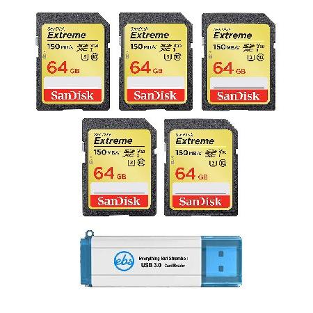 SanDisk Extreme 64GB SDXC Card (5 Pack) SDXC Memor...