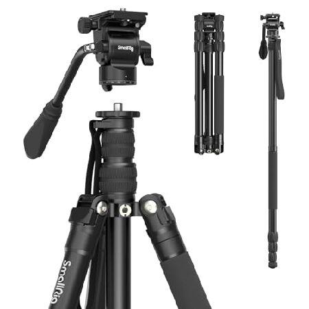 【平行輸入品】SmallRig 180.32cm 液体ヘッド付きビデオ三脚一脚、アルミカメラ三脚、旅...