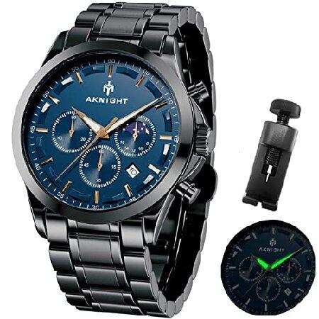 AKNIGHT Mens Watch Chronograph Stainless Steel Wat...