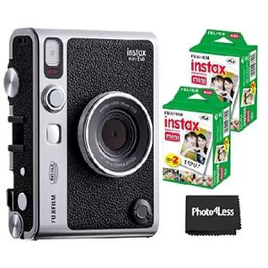 Fujifilm Instax Mini EVO ハイブリッドブラックインスタントカメラバンドル ミニツインパックインスタントフィルム2枚付き