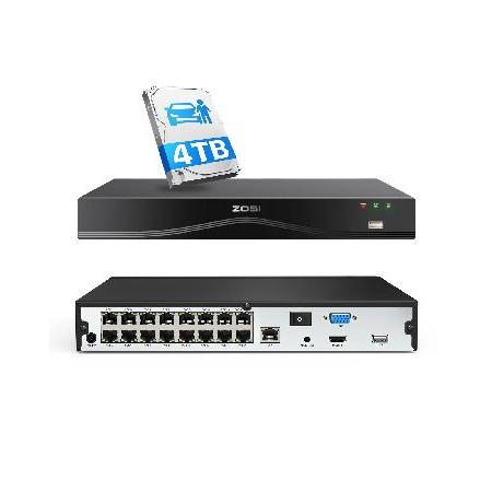 【平行輸入品】ZOSI 4K 24CH PoE NVR with 4TB Hard Drive, 2...