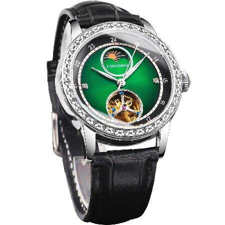 【平行輸入品】FORSINING メンズ ムーンフェイズウォッチ トゥールビヨン 自動巻き 機械式腕...