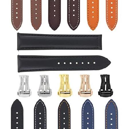 【平行輸入品】腕時計パーツ 互換品 19mm Smooth Leather Strap Band C...