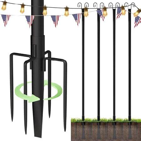 【平行輸入品】addlon ストリングライトポール 4本パック 屋外用 10フィート パティオ用 ブ...