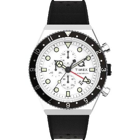 Timex メンズ Q クロノグラフ 40mm 腕時計, ブラック/ホワイト, One Size, ...