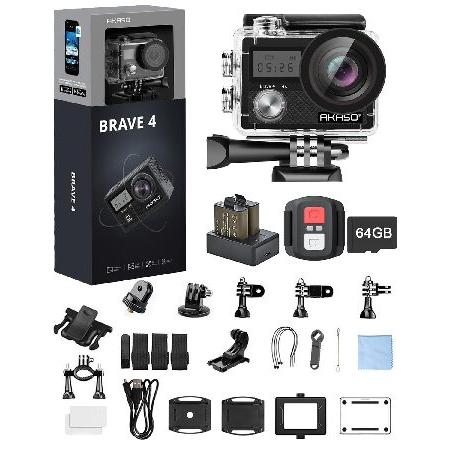 【平行輸入品】AKASO Brave 4 Action Camera 4K 30fps with 6...