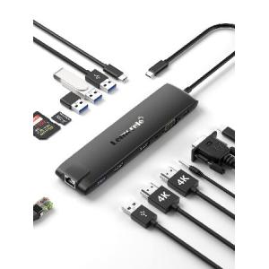 【平行輸入品】Lemorele USB C Docking Station Triple Monitor for Dell HP Surface