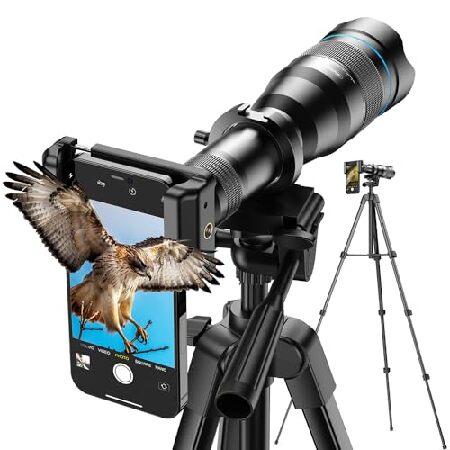 【平行輸入品】ハイパワー 60X HD 携帯電話望遠レンズ 54インチの学習用三脚＆リモートシャッタ...